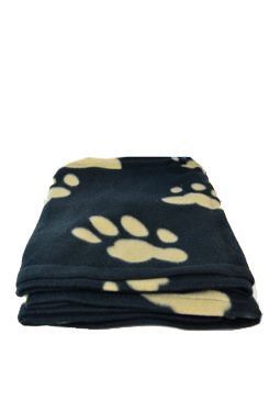 Deka pro psy BEANY černá a hnědé tlapky 100x70cm TR