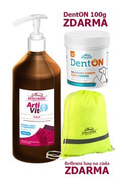 Vitar Veterinae ArtiVit Sirup 1000ml + DentON 100g + batůžek Zdarma